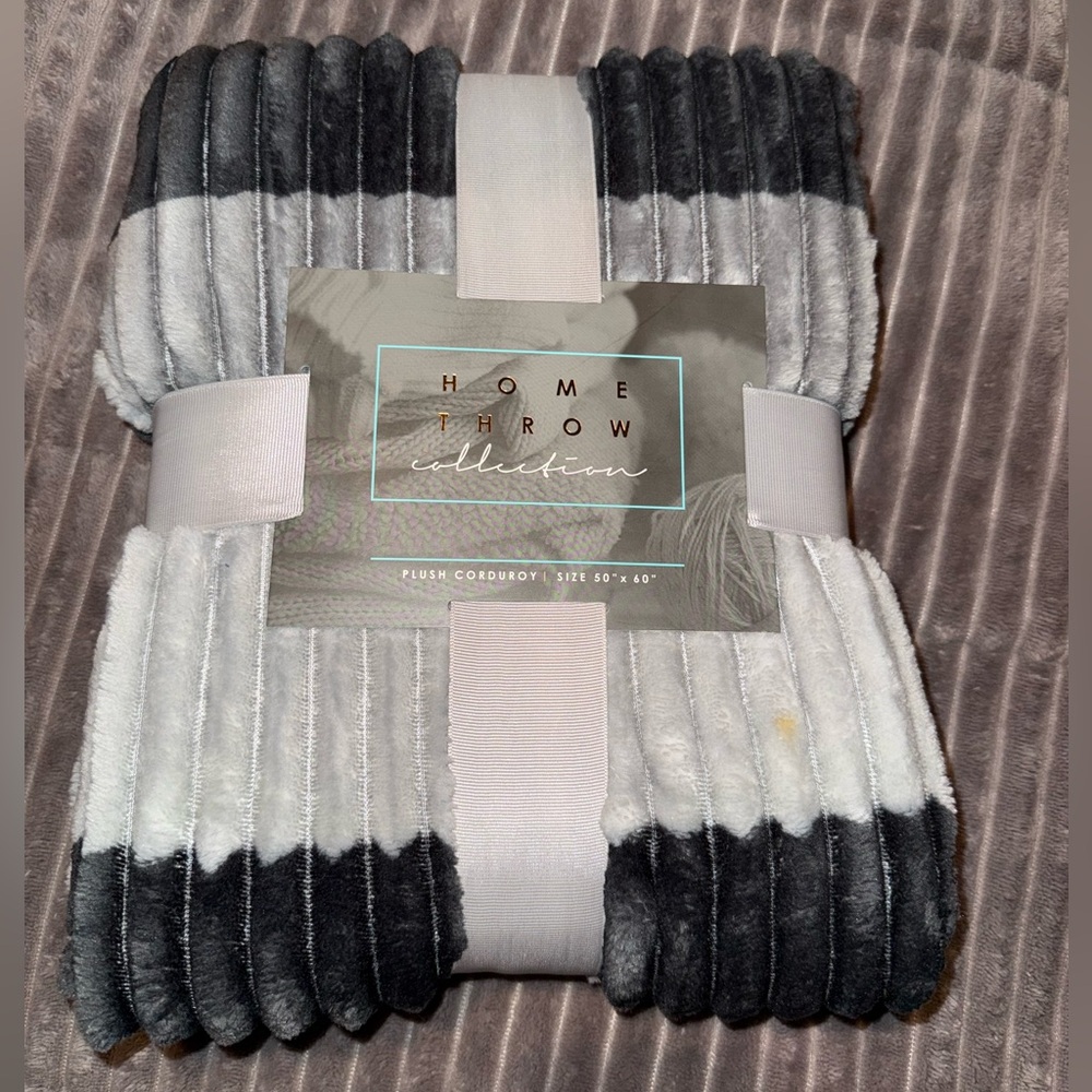 Gray and White Plush Blanket